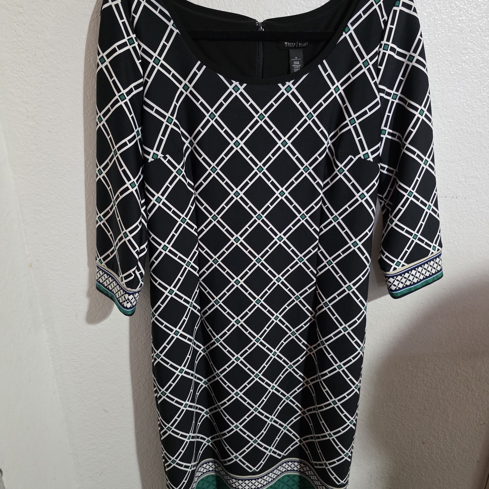 White House Black Market Black and White Geometric Dress